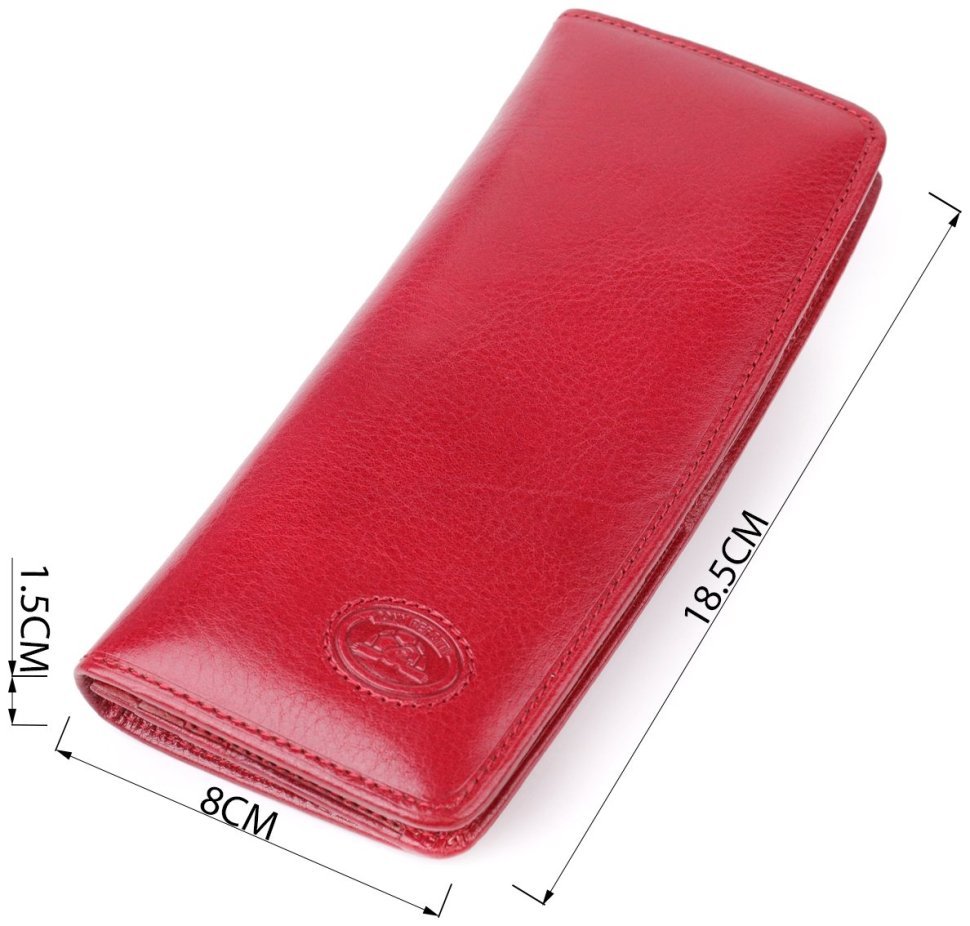 Яркий женский купюрник из натуральной гладкой кожи красного цвета на кнопке Tony Perotti 108521 modnotak фото №3