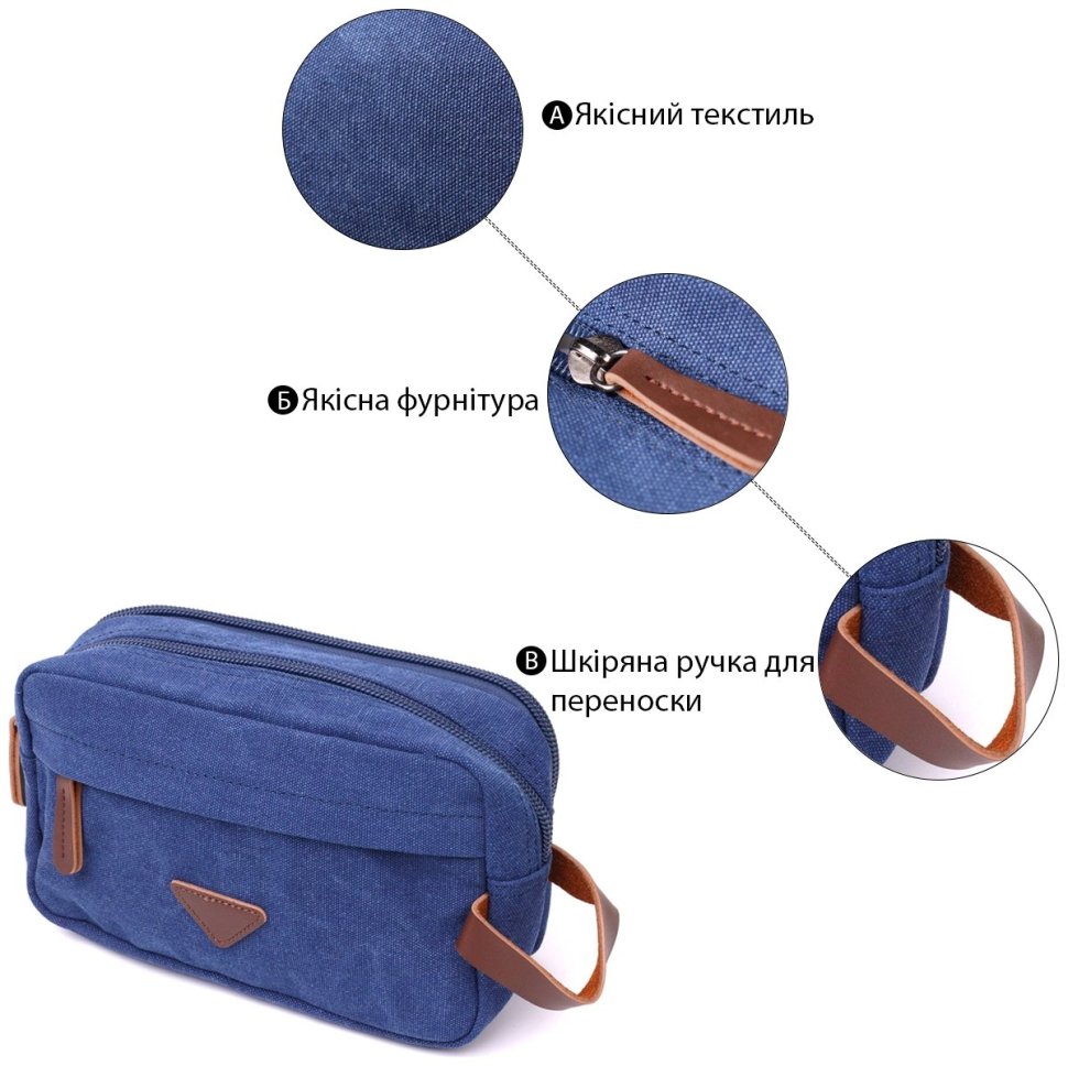 Синя чоловіча барсетка з якісного текстилю на блискавці Vintage 2422234 modnotak фото №10