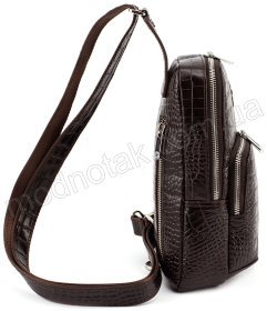 Шкіряна чоловіча сумка-рюкзак з фактурою під крокодила KARYA (0819-57)
