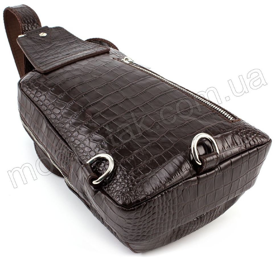 Шкіряна чоловіча сумка-рюкзак з фактурою під крокодила KARYA (0819-57)