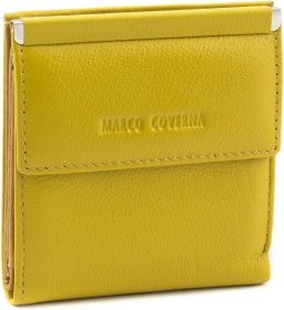 Желтый женский кошелек из натуральной кожи на кнопке Marco Coverna 68621