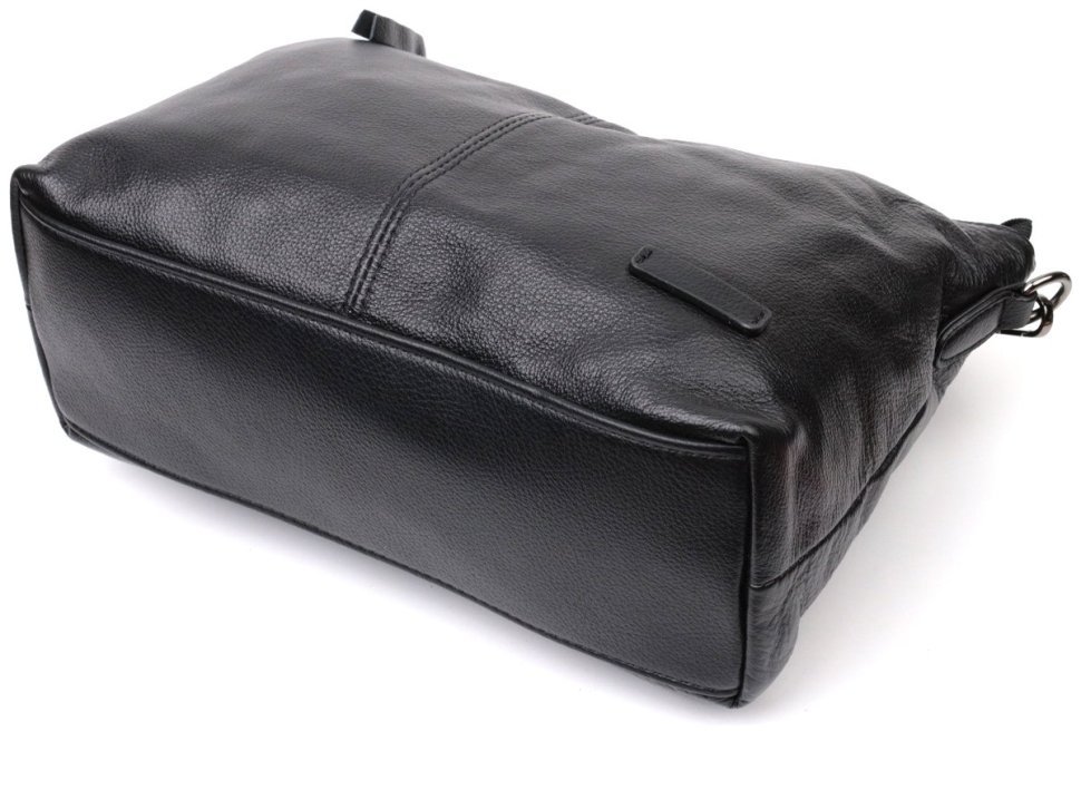 Стильная женская кожаная сумка черного цвета с двумя ремнями Vintage 2422379 modnotak фото №3