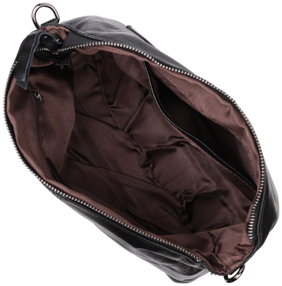 Стильная женская кожаная сумка черного цвета с двумя ремнями Vintage 2422379 modnotak фото №4