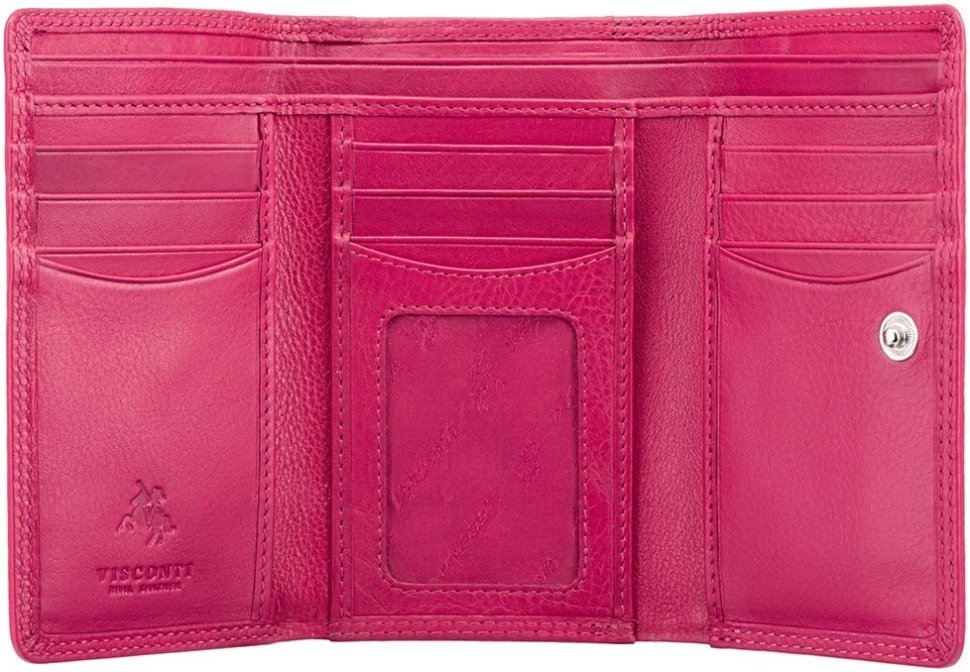 Жіночий гаманець з натуральної шкіри насиченого рожевого кольору RFID - Visconti Picadilly 68821