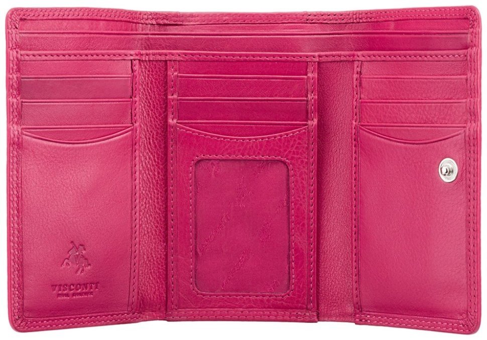 Жіночий гаманець з натуральної шкіри насиченого рожевого кольору RFID - Visconti Picadilly 68821