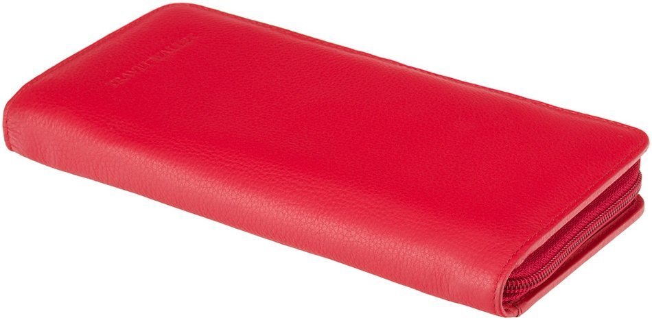 Червоний дорожній гаманець із натуральної шкіри на блискавковій застібці Visconti 68921