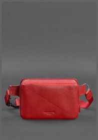 Шкіряна жіноча поясна сумка червоного кольору BlankNote Dropbag Mini 78921