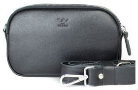 Жіноча сумка-кроссбоді із натуральної шкіри саф'яно в чорному кольорі BlankNote Holly 79021