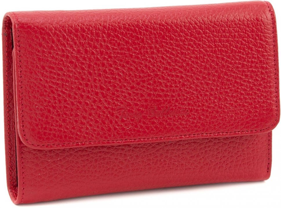 Червоний жіночий гаманець потрійного складання з натуральної шкіри Tony Bellucci (10838)
