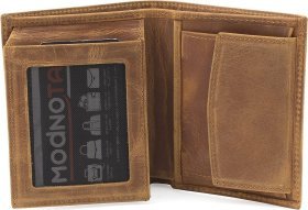 Рыжее повседневное мужское портмоне из винтажной кожи без фиксации KARYA (21900)