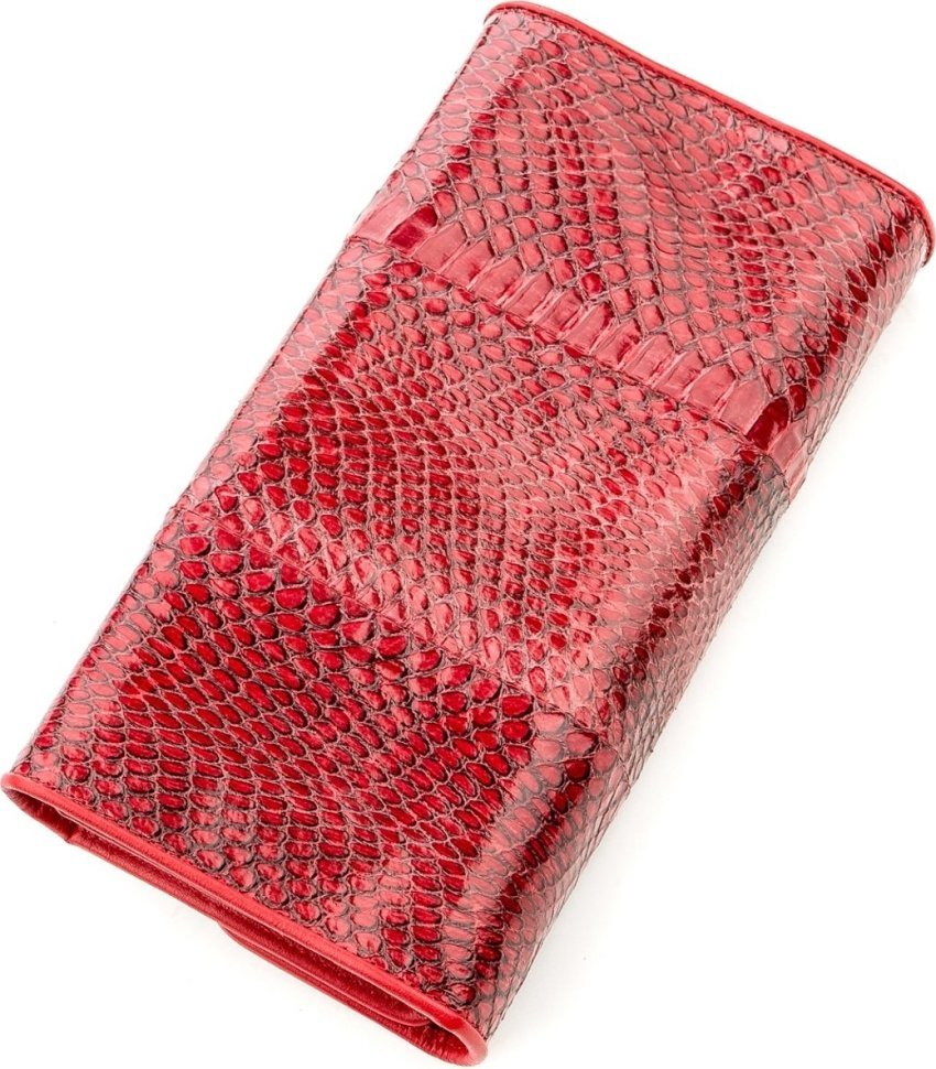 Бордовий гаманець-клатч з натуральної шкіри пітона SNAKE LEATHER (024-18542)