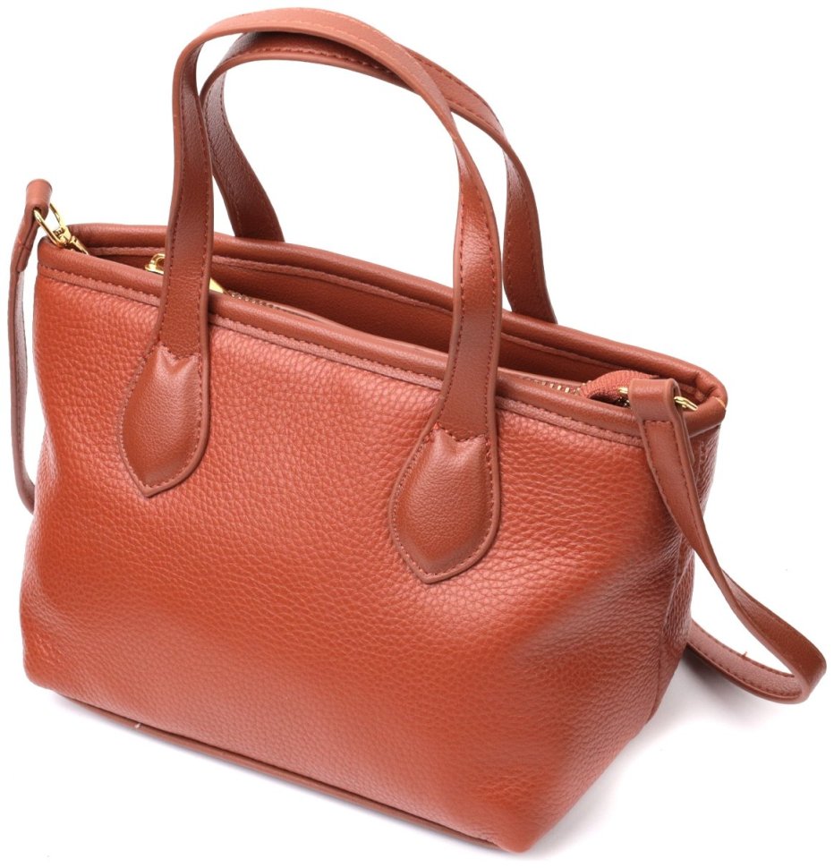 Коричневая женская сумка маленького размера из фактурной кожи Vintage 2422285