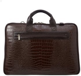 Коричневая мужская сумка-портфель из натуральной кожи под крокодила Desisan 80422
