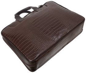 Коричневая мужская сумка-портфель из натуральной кожи под крокодила Desisan 80422