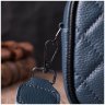 Шкіряна жіноча плечова сумка синього кольору на одне відділення Vintage 2422385 - 9