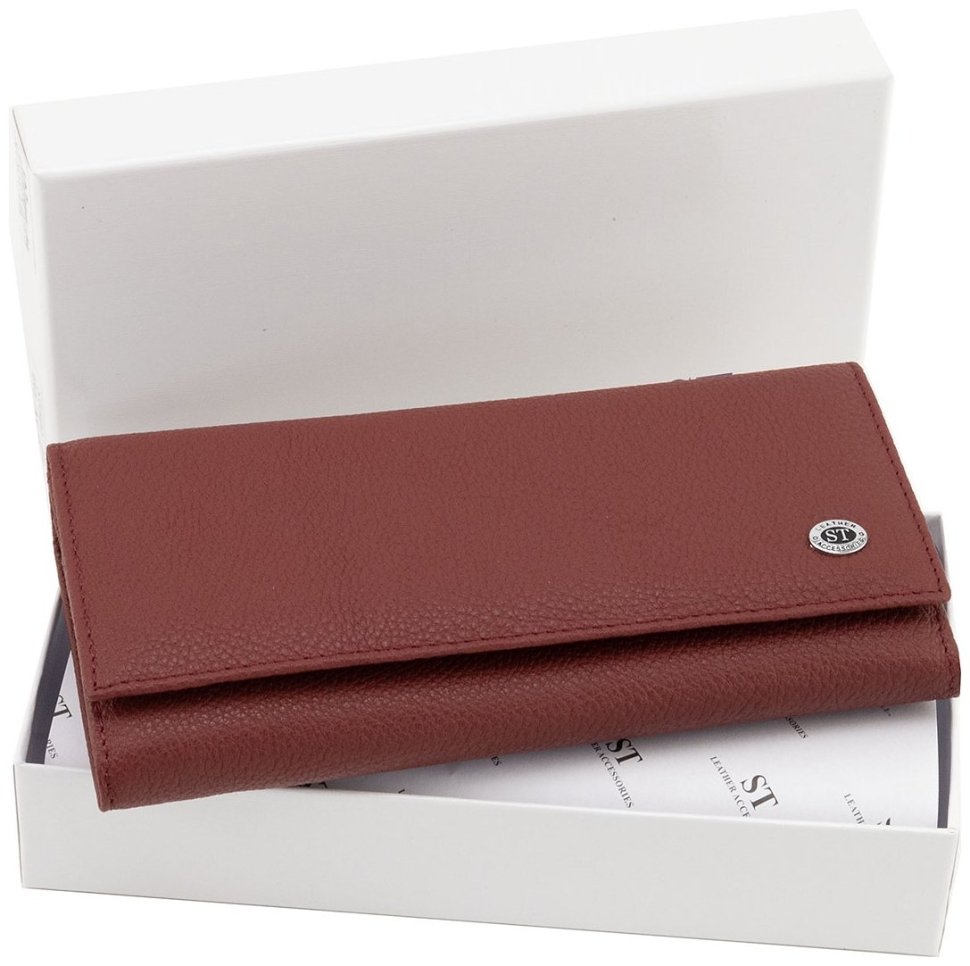 Шкіряний жіночий гаманець червоного кольору з магнітною застібкою ST Leather 90822 modnotak фото №11