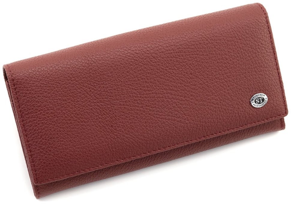 Шкіряний жіночий гаманець червоного кольору з магнітною застібкою ST Leather 90822 modnotak фото №5