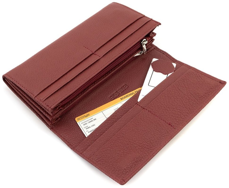 Шкіряний жіночий гаманець червоного кольору з магнітною застібкою ST Leather 90822 modnotak фото №7