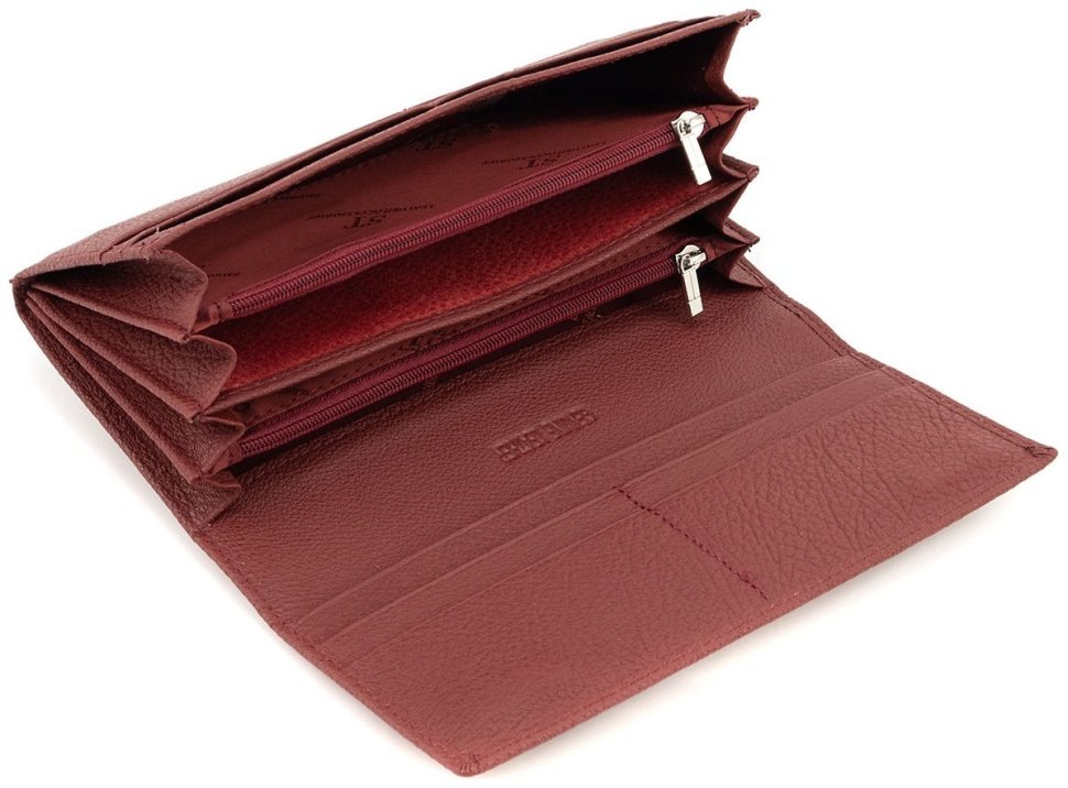 Шкіряний жіночий гаманець червоного кольору з магнітною застібкою ST Leather 90822 modnotak фото №10