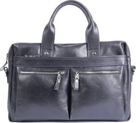 Темно-синя чоловіча сумка під ноутбук до 14 дюймів із натуральної шкіри флотар SHVIGEL (00976)