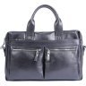 Темно-синяя мужская сумка под ноутбук до 14 дюймов из натуральной кожи флотар SHVIGEL (00976) - 1
