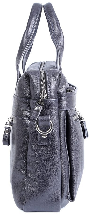 Темно-синя чоловіча сумка під ноутбук до 14 дюймів із натуральної шкіри флотар SHVIGEL (00976) modnotak фото №13