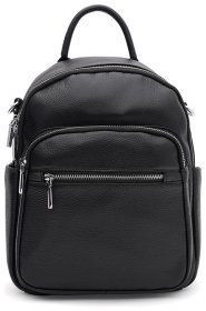 Женский кожаный рюкзак-сумка в классическом черном цвете Keizer 71522
