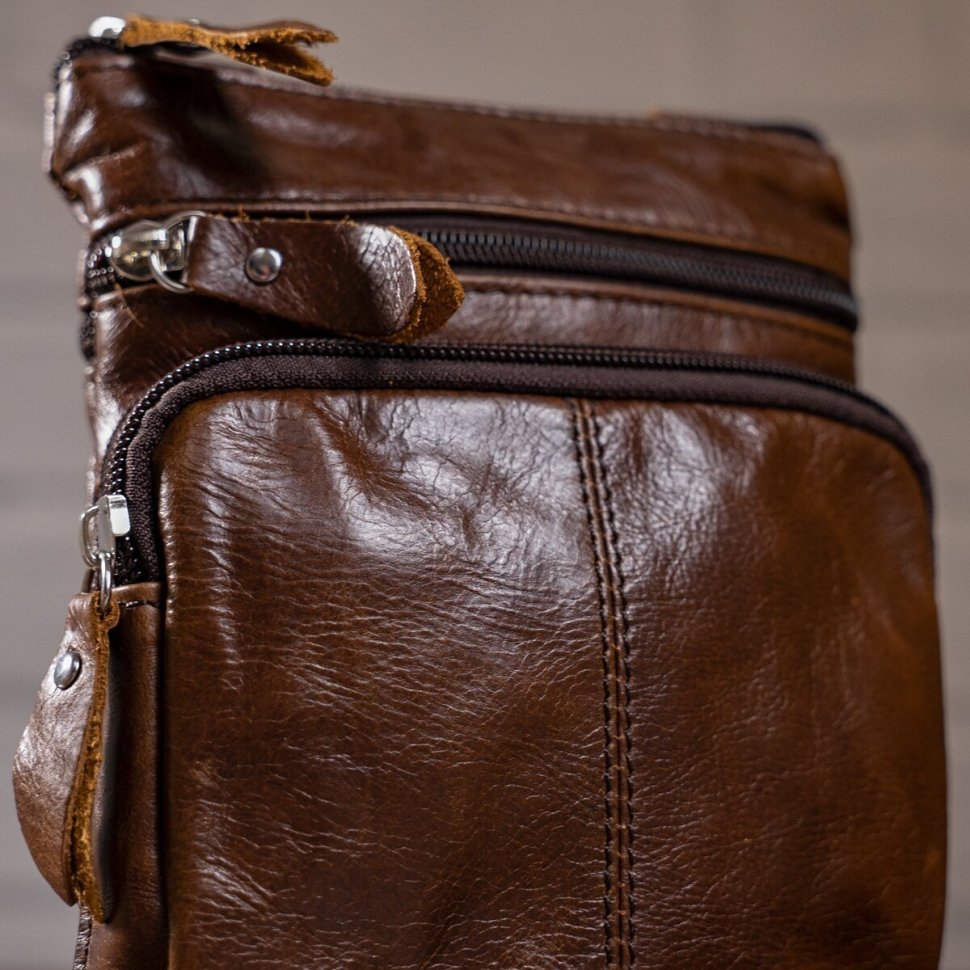 Маленькая повседневная мужская сумка из натуральной кожи VINTAGE STYLE (14608)