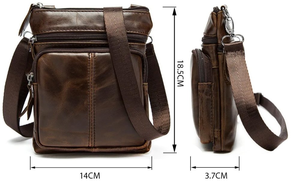 Маленька повсякденна чоловіча сумка з натуральної шкіри VINTAGE STYLE (14608)