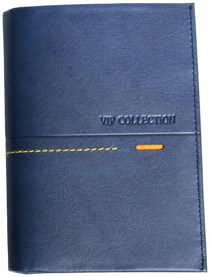 Шкіряний гаманець з великою монетницею Beverly Hills синього кольору Vip Collection 102522 modnotak фото №1
