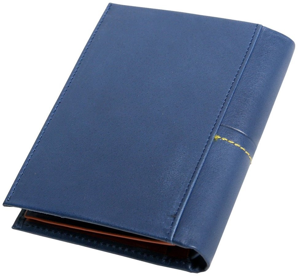 Шкіряний гаманець з великою монетницею Beverly Hills синього кольору Vip Collection 102522 modnotak фото №3