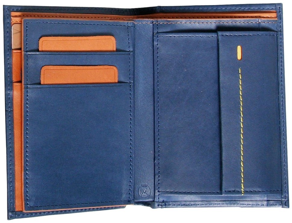 Шкіряний гаманець з великою монетницею Beverly Hills синього кольору Vip Collection 102522 modnotak фото №7