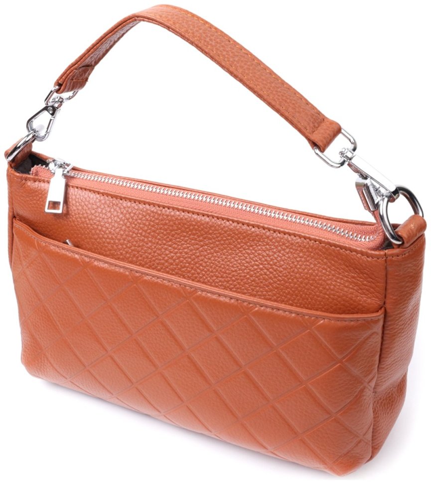 Стильная женская сумка на три отделения из кожи Vintage 22804 Рыжая modnotak фото №1