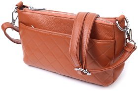 Стильная женская сумка на три отделения из кожи Vintage 22804 Рыжая