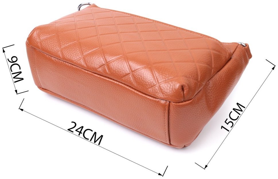 Стильная женская сумка на три отделения из кожи Vintage 22804 Рыжая modnotak фото №3