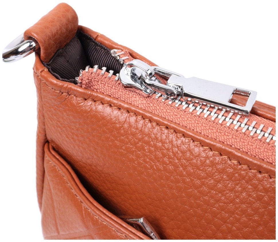 Стильная женская сумка на три отделения из кожи Vintage 22804 Рыжая modnotak фото №5