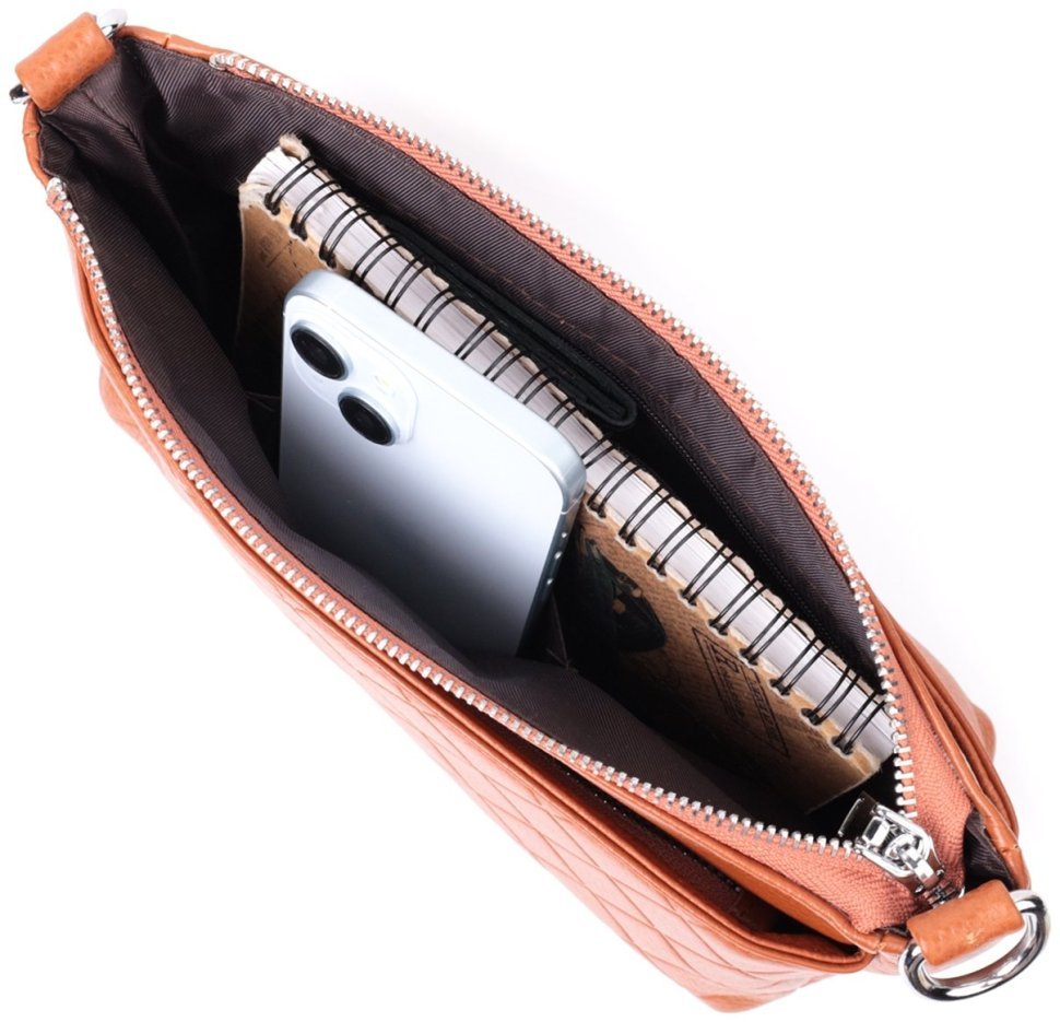 Стильная женская сумка на три отделения из кожи Vintage 22804 Рыжая modnotak фото №9