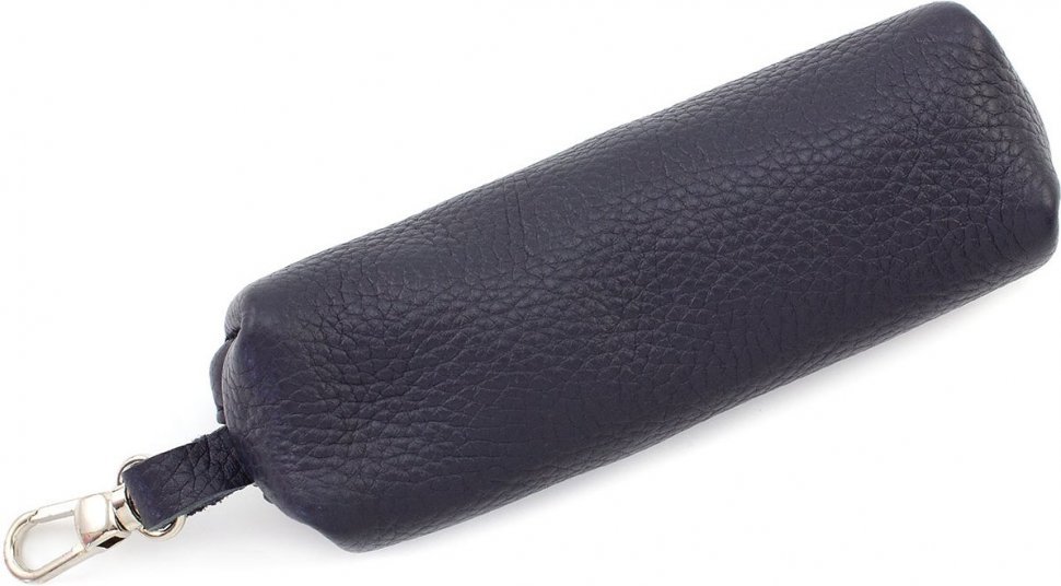Качественная кожаная ключница темно-синего цвета на змейке ST Leather (40011)