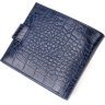 Фирменное мужское портмоне горизонтального формата из фактурной кожи синего цвета CANPELLINI (2421758) - 2