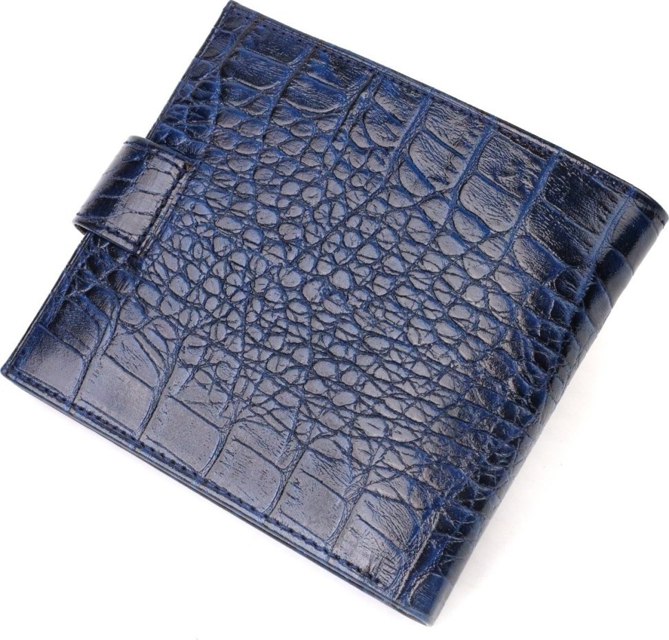 Фирменное мужское портмоне горизонтального формата из фактурной кожи синего цвета CANPELLINI (2421758)