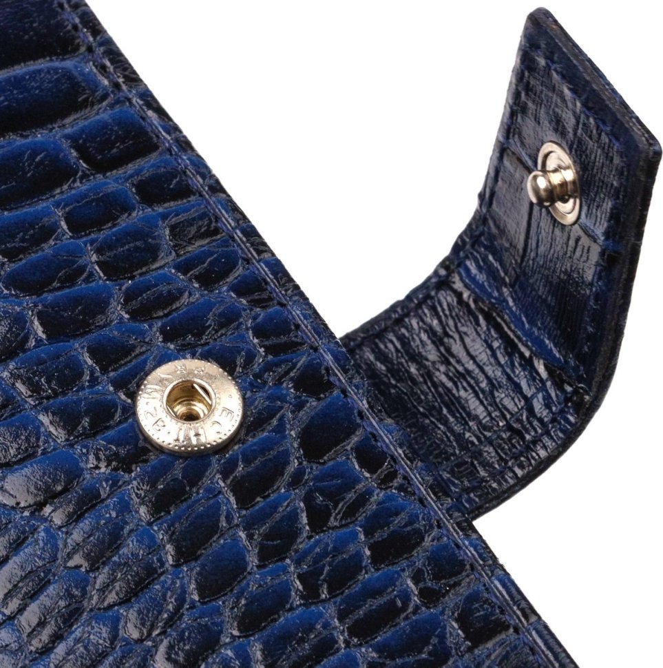 Фирменное мужское портмоне горизонтального формата из фактурной кожи синего цвета CANPELLINI (2421758)