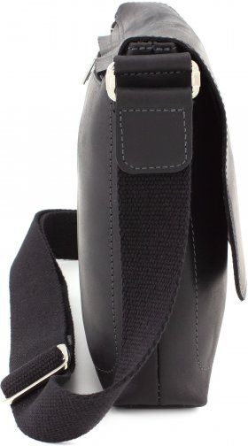 Повседневная мужская сумка черного цвета из винтажной кожи Grande Pelle (13283) - 2