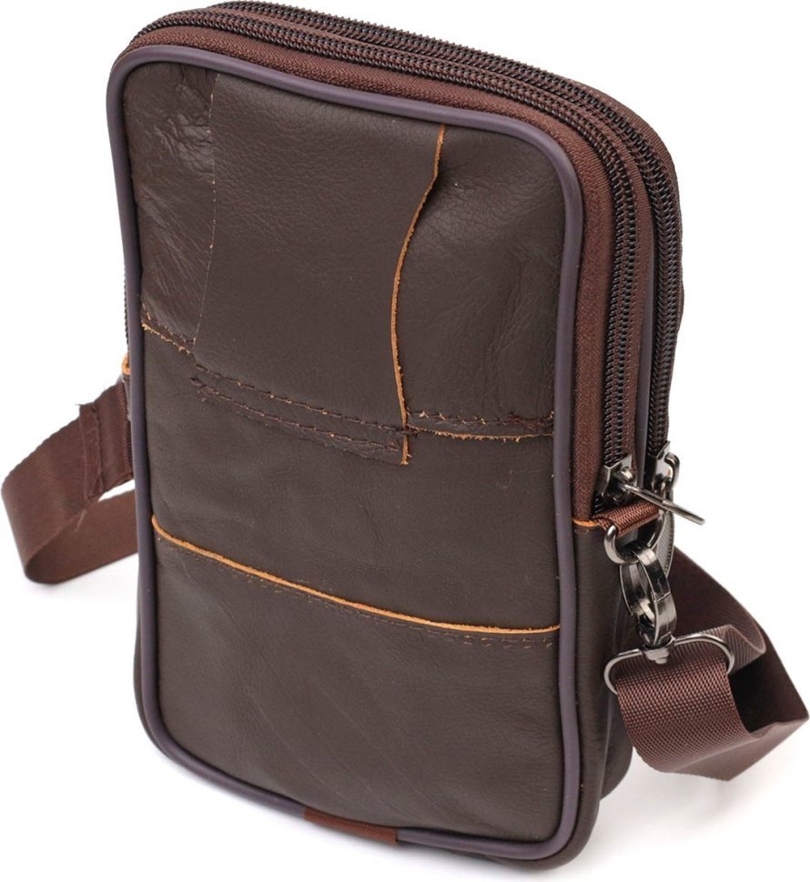 Маленька чоловіча сумка з натуральної шкіри коричневого кольору Vintage (2421488)