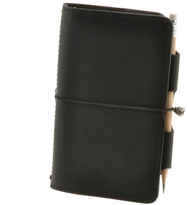 Кожаный блокнот (Софт-бук) черного цвета с фиксацией на резинку BlankNote (13722)