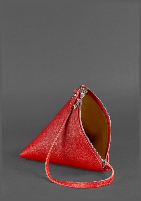 Кожаная женская сумка-косметичка красного цвета BlankNote Пирамида (12716)