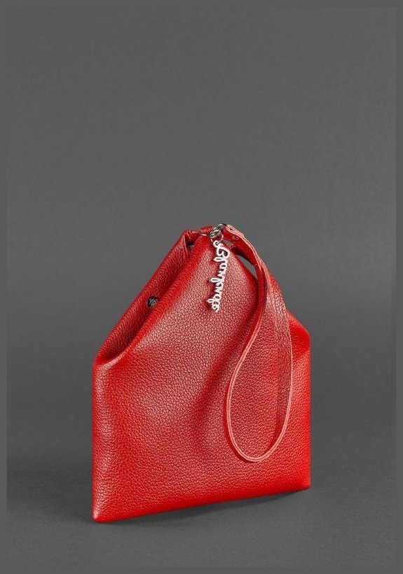 Кожаная женская сумка-косметичка красного цвета BlankNote Пирамида (12716)