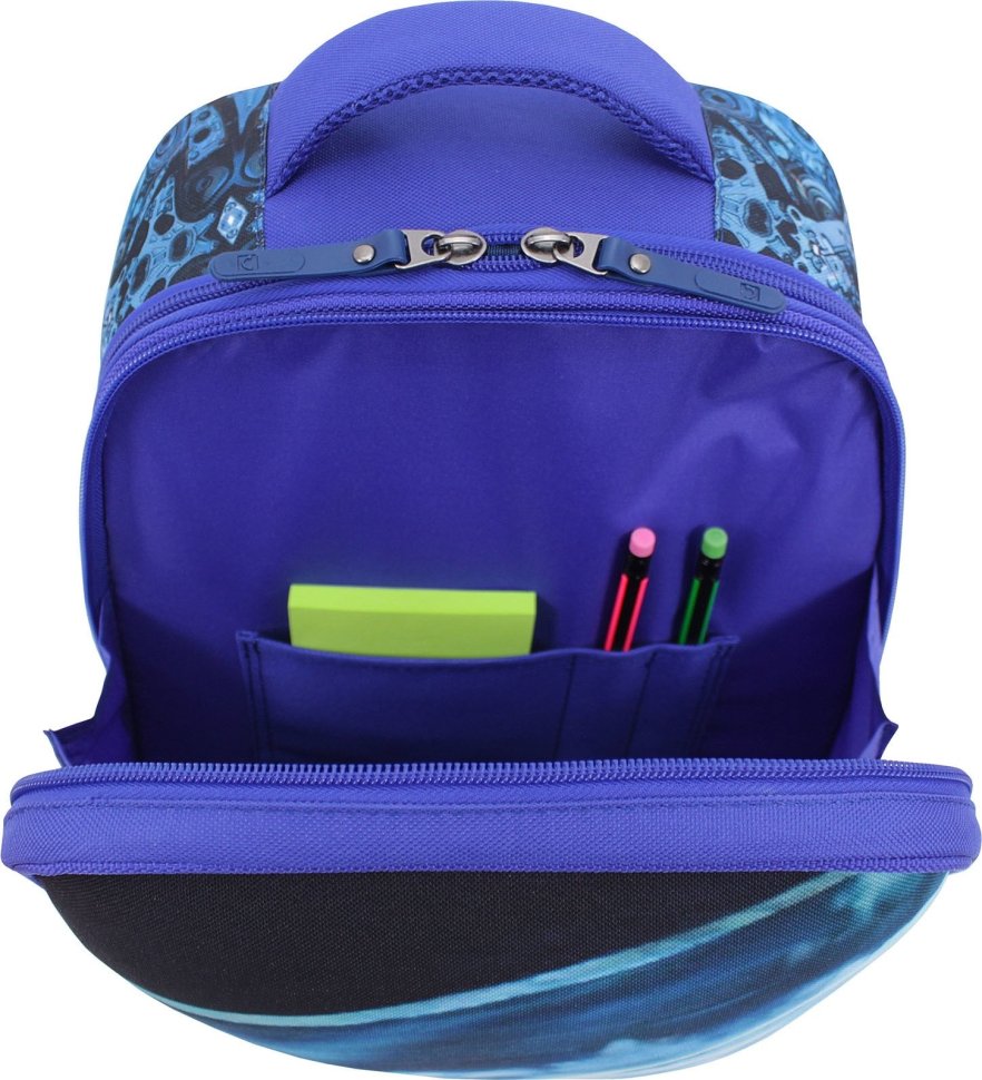 Синій шкільний рюкзак для хлопчиків із текстилю з малюнком машини Bagland (53822)