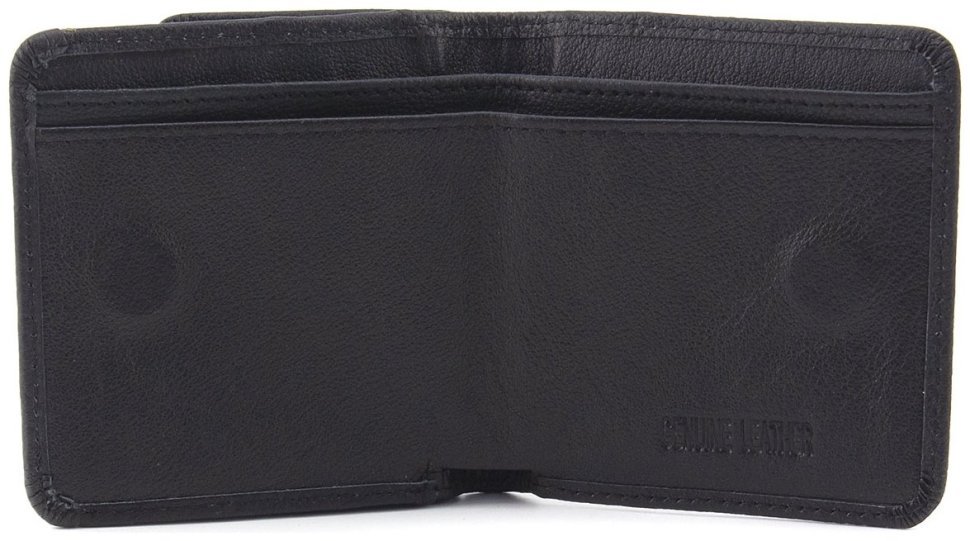 Мініатюрний жіночий гаманець із натуральної шкіри чорного кольору з монетницею ST Leather 73822