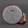 Круглая фетровая сумка с кожаными бордовыми вставками BlankNote Таблетка (12743) - 6