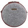 Круглая фетровая сумка с кожаными бордовыми вставками BlankNote Таблетка (12743) - 7